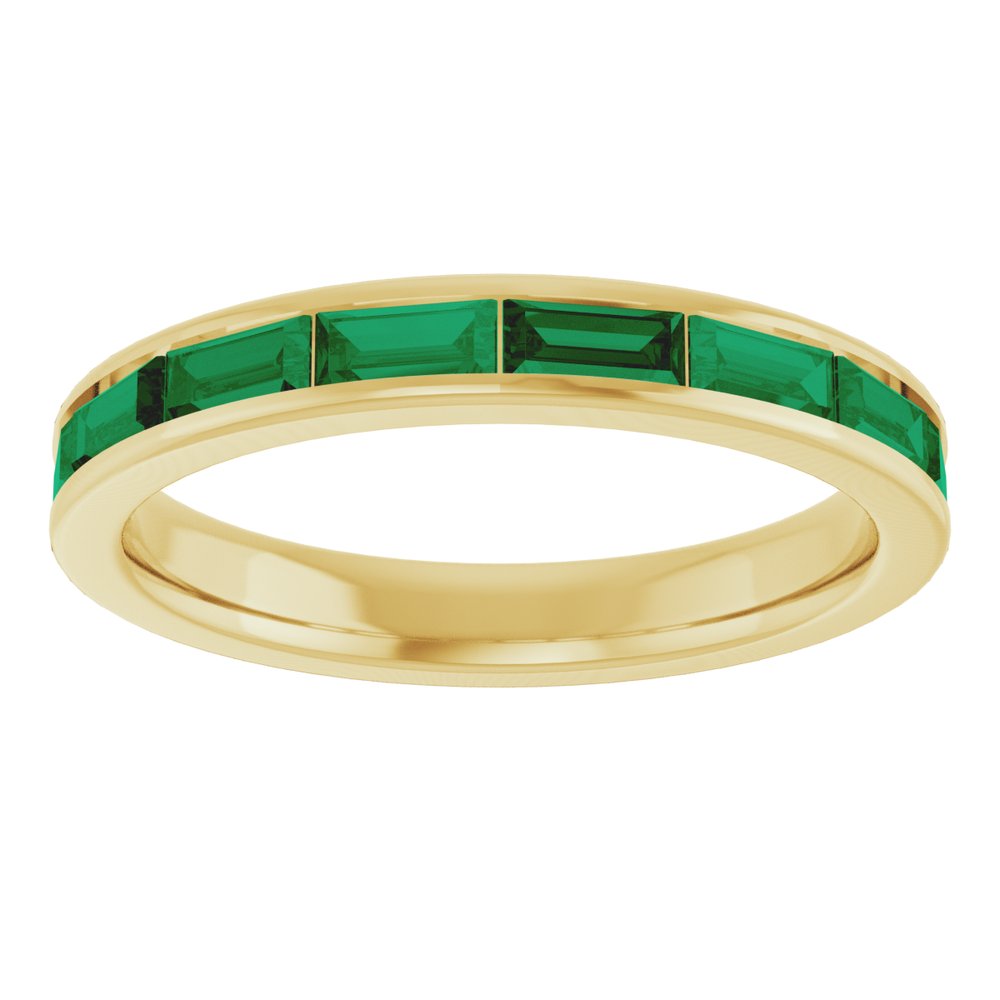 14K Yellow Natural Emerald Stackable Ring