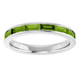 14K White Gold Natural Peridot Stackable Ring