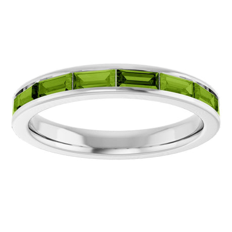 14K White Gold Natural Peridot Stackable Ring