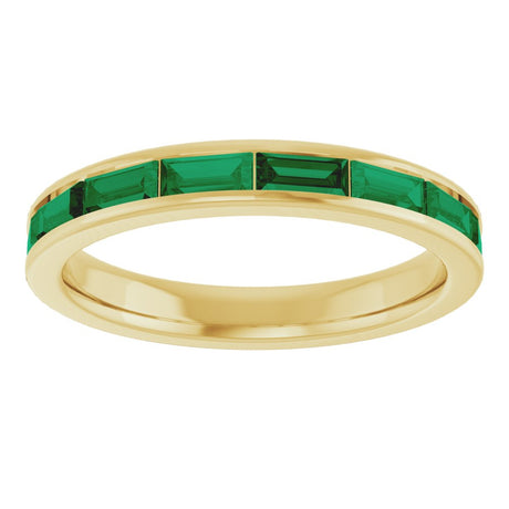 14K Yellow Gold Lab-Grown Emerald Stackable Ring