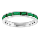 14K White Lab-Grown Emerald Stackable Ring
