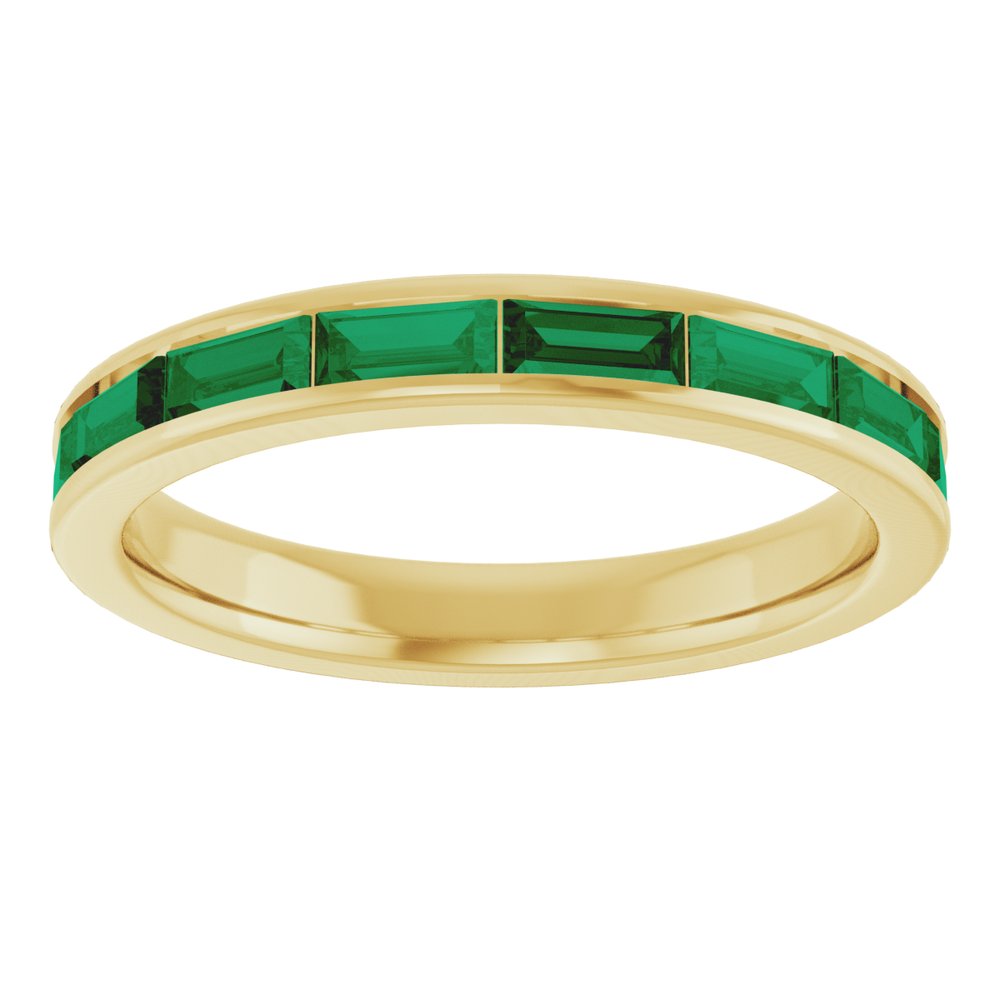 14K Yellow Gold Lab-Grown Emerald Stackable Ring