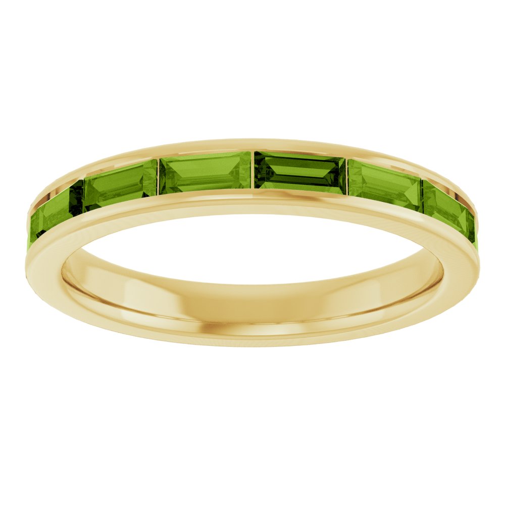 14K Yellow Natural Peridot Stackable Ring