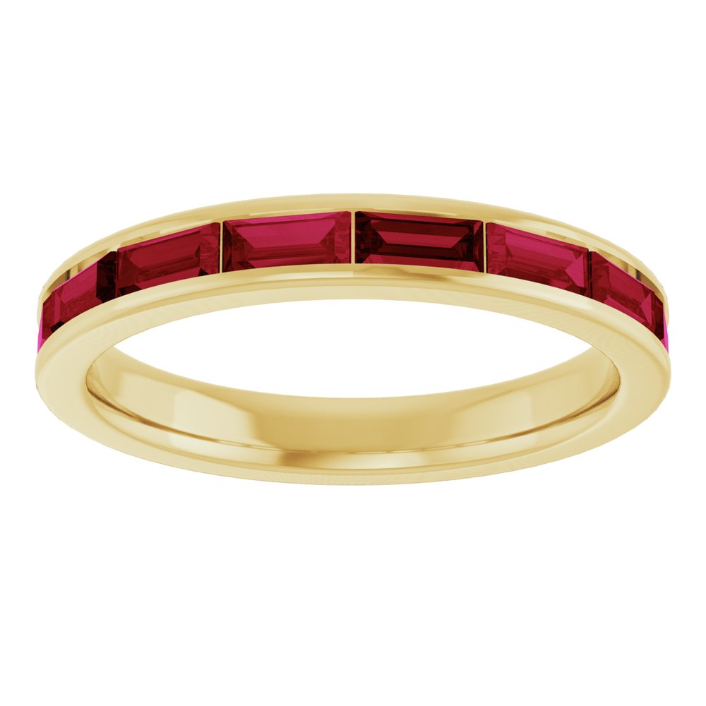 14K Yellow Gold Lab-Grown Ruby Stackable Ring