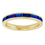 14K Yellow Natural Blue Sapphire Stackable Ring