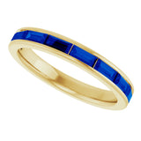 14K Yellow Natural Blue Sapphire Stackable Ring