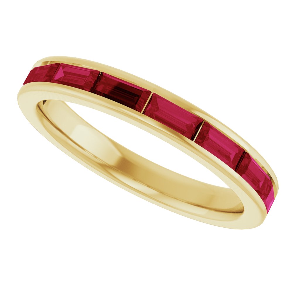 14K Yellow Gold Lab-Grown Ruby Stackable Ring