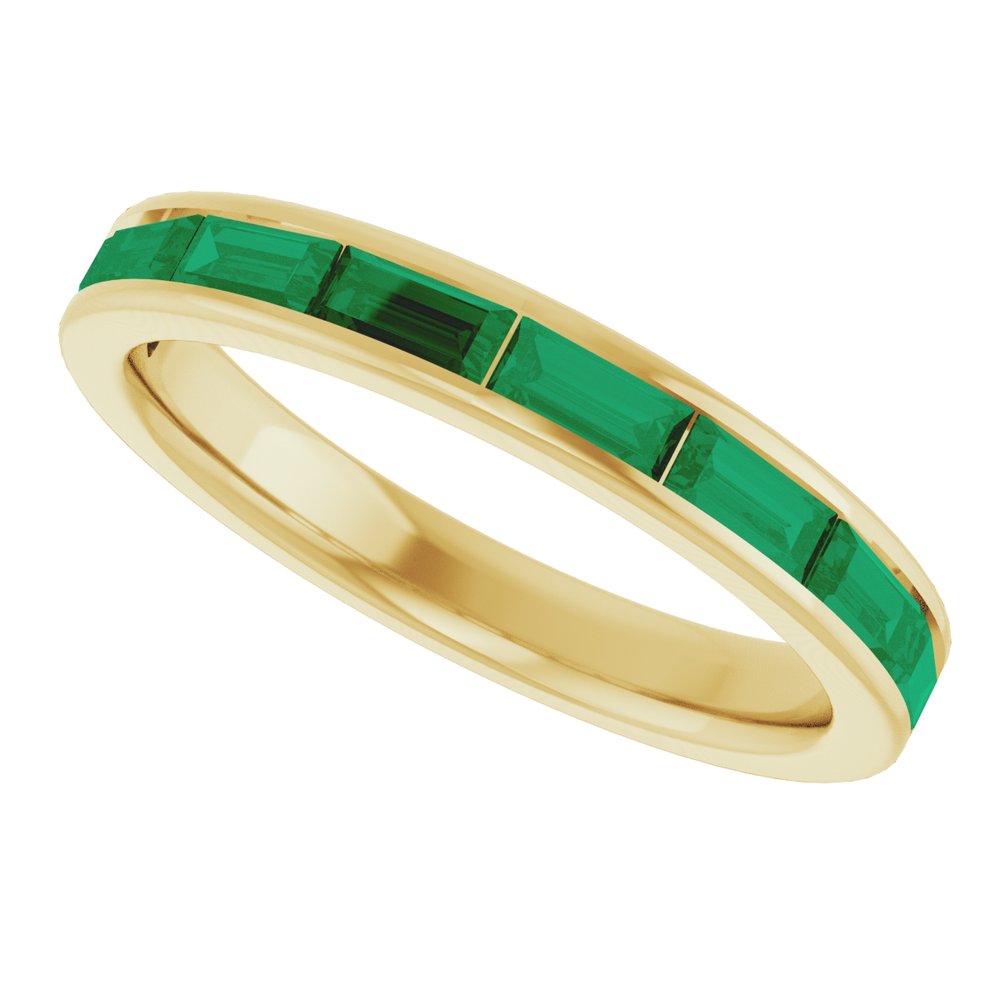 14K Yellow Gold Lab-Grown Emerald Stackable Ring
