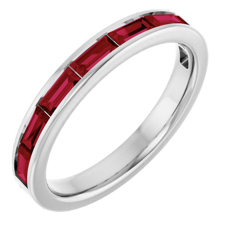 14K White Lab-Grown Ruby Stackable Ring