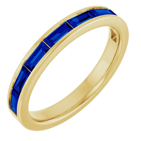 14K Yellow Natural Blue Sapphire Stackable Ring
