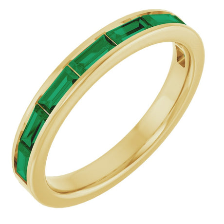 14K Yellow Gold Lab-Grown Emerald Stackable Ring