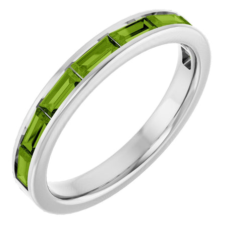 14K White Gold Natural Peridot Stackable Ring