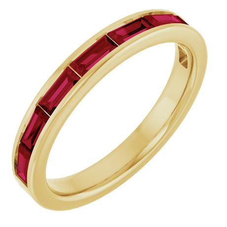14K Yellow Lab-Grown Ruby Stackable Ring