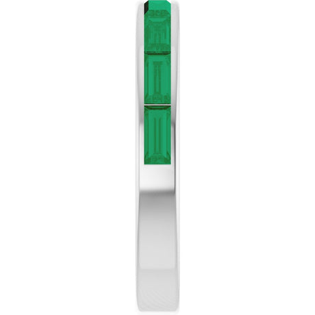 14K White Lab-Grown Emerald Stackable Ring