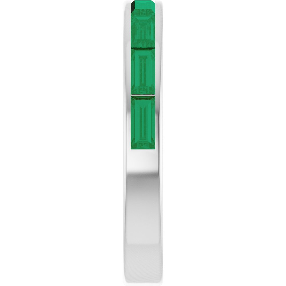 14K White Lab-Grown Emerald Stackable Ring