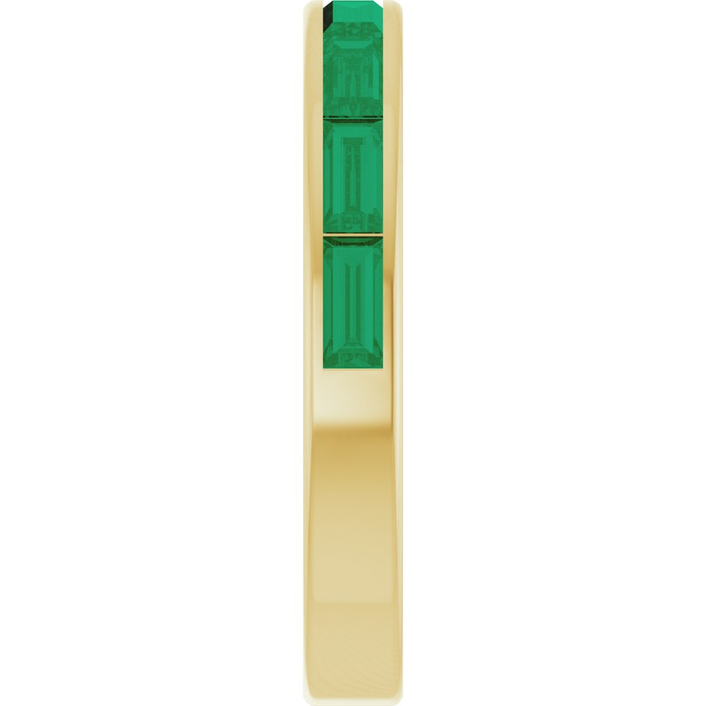 14K Yellow Gold Lab-Grown Emerald Stackable Ring