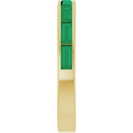 14K Yellow Gold Lab-Grown Emerald Stackable Ring