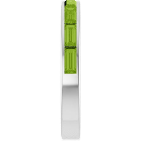 14K White Gold Natural Peridot Stackable Ring