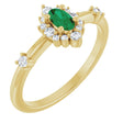 14K Yellow Gold Natural Emerald & 1/6 CTW Natural Diamond Halo-Style Ring