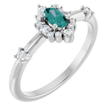 14K White Gold Lab-Grown Alexandrite & 1/6 CTW Natural Diamond Halo-Style Ring