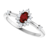 Sterling Silver Natural Mozambique Garnet & 1/6 CTW Natural Diamond Halo-Style Ring
