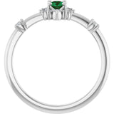 14K White Gold Natural Emerald & 1/6 CTW Natural Diamond Halo-Style Ring