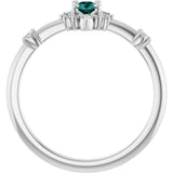 14K White Gold Lab-Grown Alexandrite & 1/6 CTW Natural Diamond Halo-Style Ring