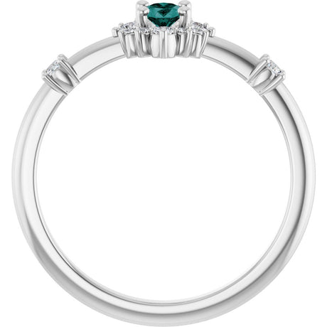 14K White Gold Lab-Grown Alexandrite & 1/6 CTW Natural Diamond Halo-Style Ring
