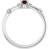 Sterling Silver Natural Mozambique Garnet & 1/6 CTW Natural Diamond Halo-Style Ring