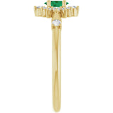 14K Yellow Gold Natural Emerald & 1/6 CTW Natural Diamond Halo-Style Ring