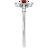 Sterling Silver Natural Mozambique Garnet & 1/6 CTW Natural Diamond Halo-Style Ring