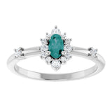 14K White Gold Lab-Grown Alexandrite & 1/6 CTW Natural Diamond Halo-Style Ring