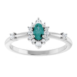 14K White Lab-Grown Alexandrite & 1/6 CTW Natural Diamond Halo-Style Ring