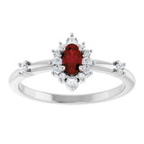 Sterling Silver Natural Mozambique Garnet & 1/6 CTW Natural Diamond Halo-Style Ring