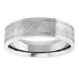 10K White Gold 6 mm Grooved Tread Pattern Comfort-Fit Flat Band Size 10