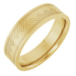 14K Yellow Gold 6 mm Grooved Tread Pattern Comfort-Fit Flat Band Size 10