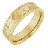 14K Yellow Gold 6 mm Grooved Tread Pattern Comfort-Fit Flat Band Size 10