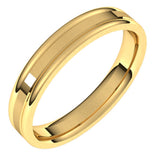 18K Yellow 4 mm Grooved Comfort-Fit Flat Band Size 10