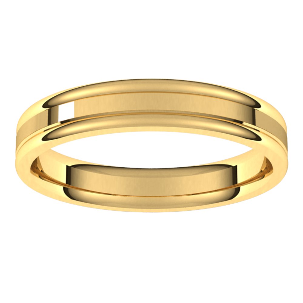 18K Yellow 4 mm Grooved Comfort-Fit Flat Band Size 10
