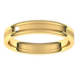 18K Yellow 4 mm Grooved Comfort-Fit Flat Band Size 10