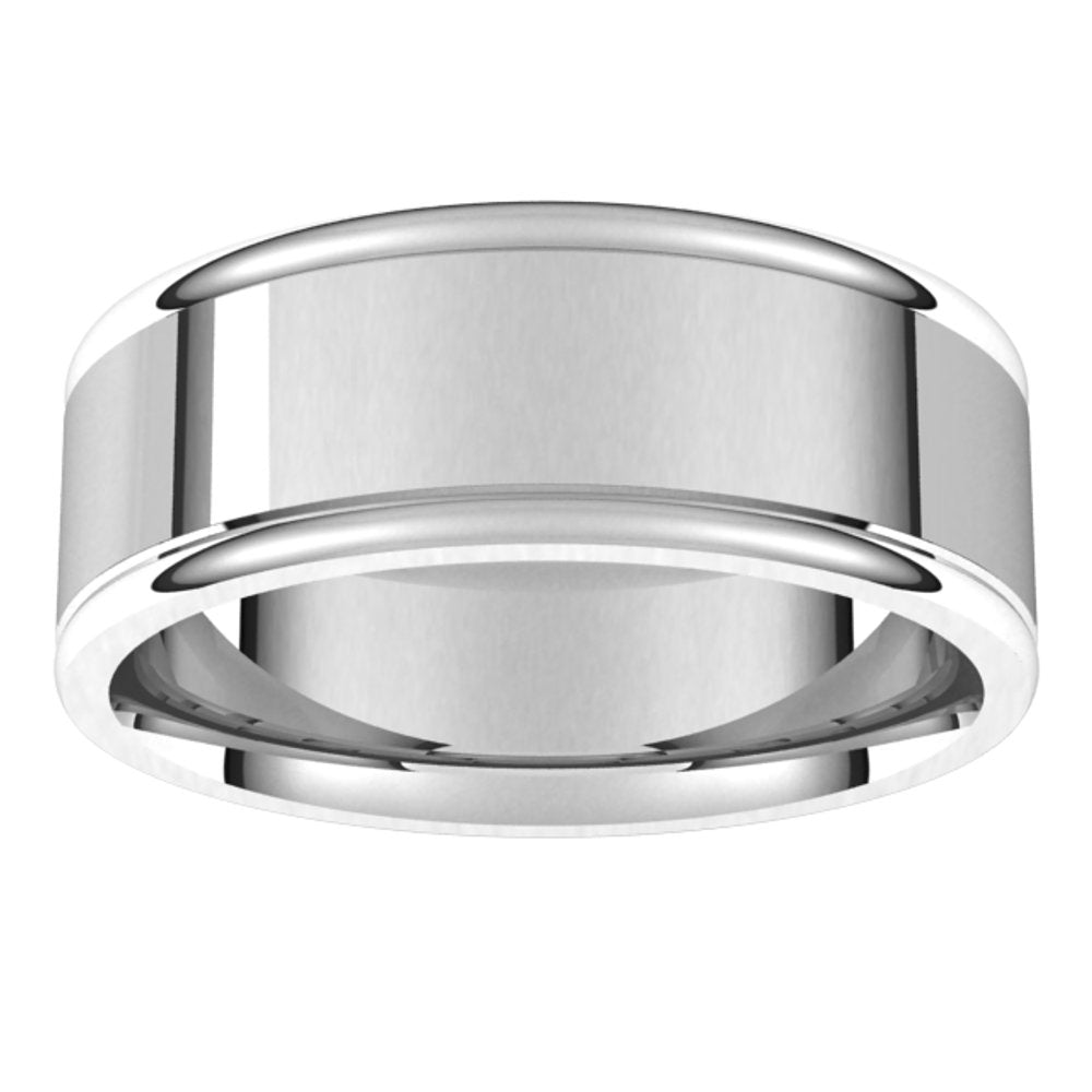 14K White 8 mm Grooved Band