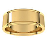 14K Yellow Gold 8 mm Grooved Comfort-Fit Flat Band Size 9