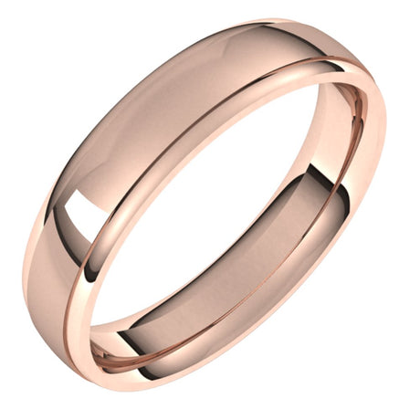 10K Rose 5 mm Grooved Band with Satin Finish Size 15