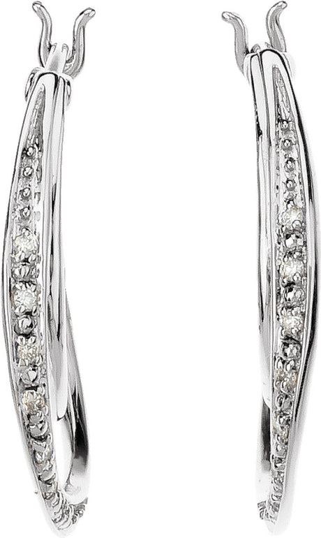 14K White 1/10 CTW Natural Diamond Hoop Earrings