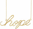 14K Yellow .08 CTW Natural Diamond "Hope" Phrase 16 1/2” Necklace