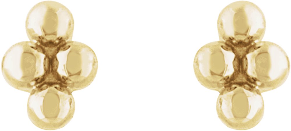 14K Yellow 4 Beads Stud Earrings