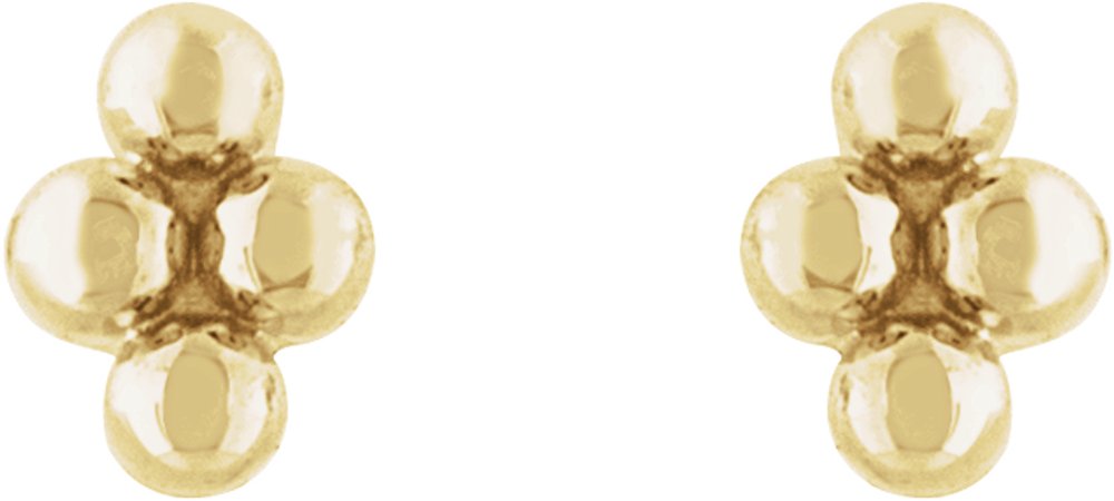 14K Yellow 4 Beads Stud Earrings