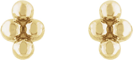 14K Yellow 4 Beads Stud Earrings