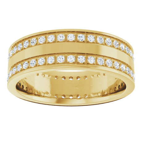 14K Yellow 3/4 CTW Lab-Grown Diamond Double Row Accented Band Size 10