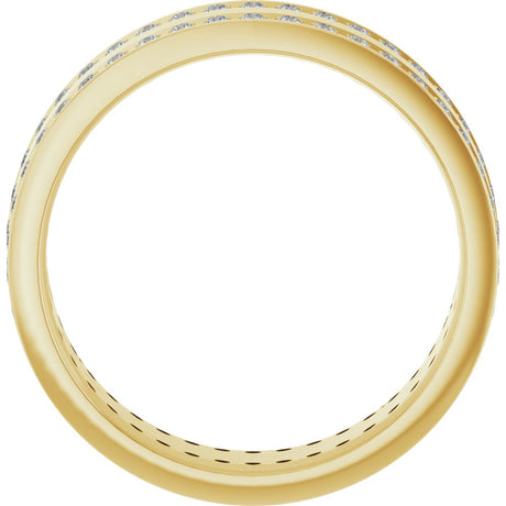 14K Yellow Gold 3/4 CTW Lab-Grown Diamond Double Row Accented Band Size 10